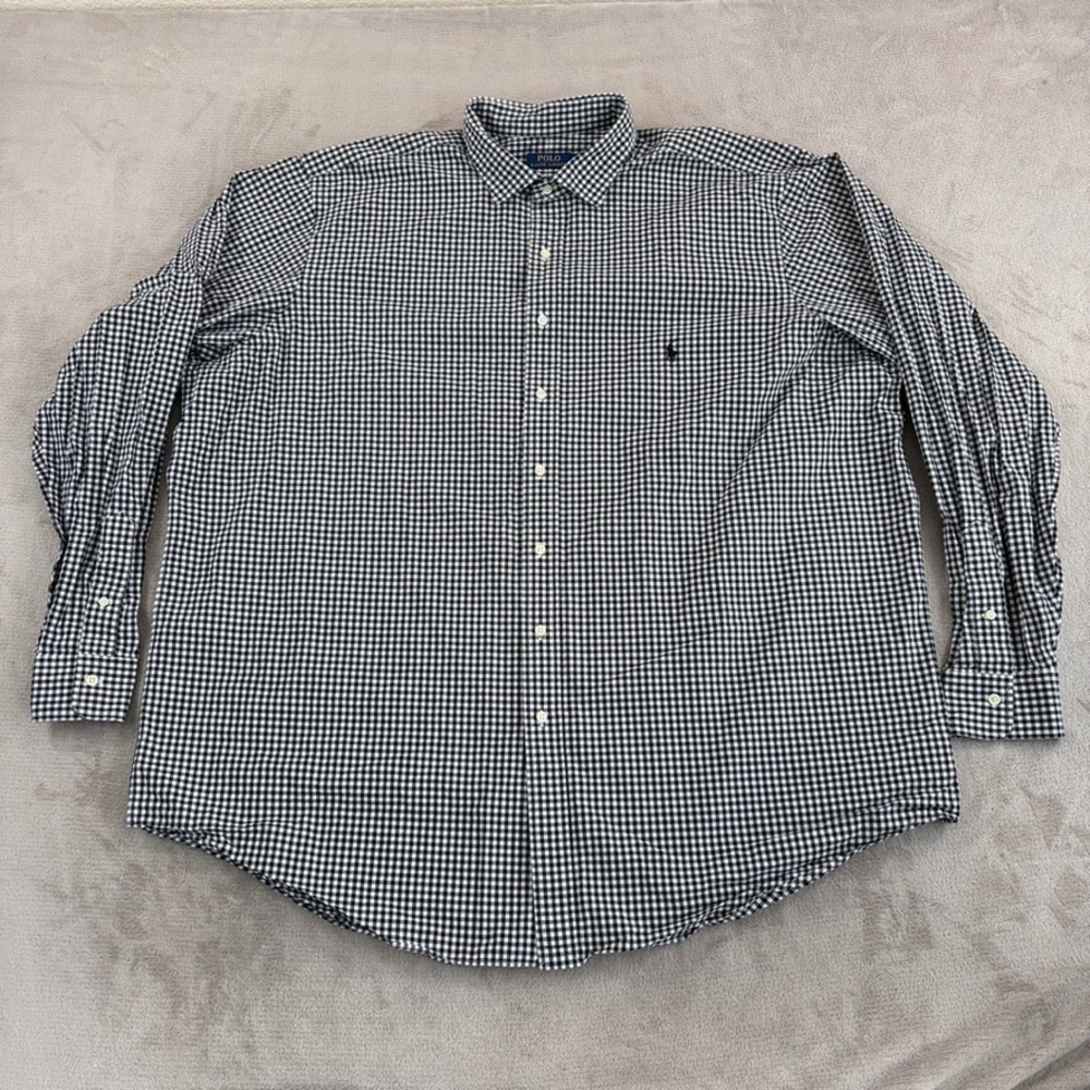 Polo Ralph Lauren Oxford Shirt in Black White Gingham Check Men 3XLT Tall Pony